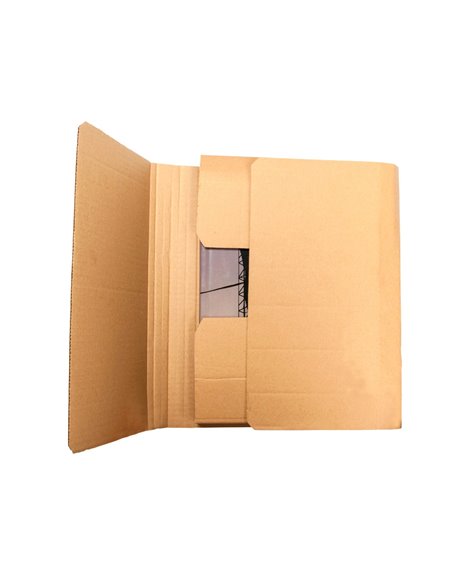 Boite carton q-connect speciale emballage livres catalogues revues dossiers montage facile cannelure 3mm 400x290x75mm.
