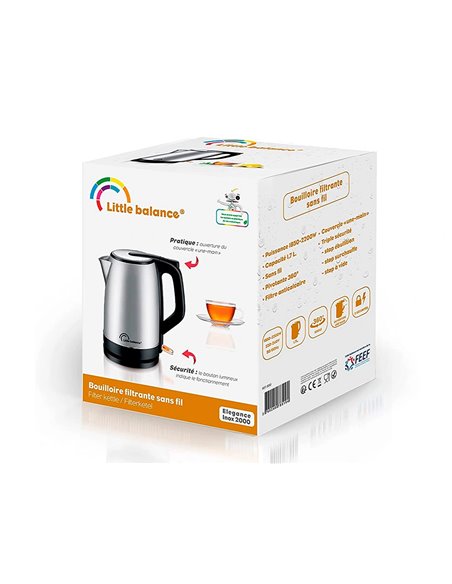 Bouilloire electrique inox 1,7l 2000w sansfil anti calcaire.