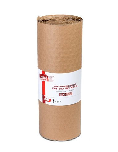 Bulle papier gpv kraft recycle 2 couches 200gr rouleau 0,35x5m coloris brun.