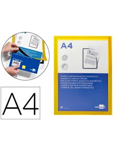 Cadre affichage liderpapel mural magnetique a4 dos adhesif repositionnable coloris jaune. 2