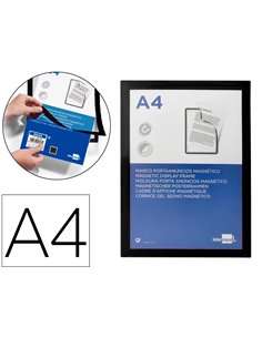Cadre affichage liderpapel mural magnetique a4 dos adhesif repositionnable coloris noir.