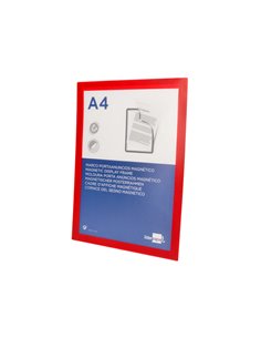 Cadre affichage liderpapel mural magnetique a4 dos adhesif repositionnable coloris rouge.