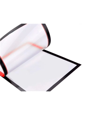 Cadre affichage liderpapel mural magnetique a4 dos adhesif repositionnable coloris rouge.