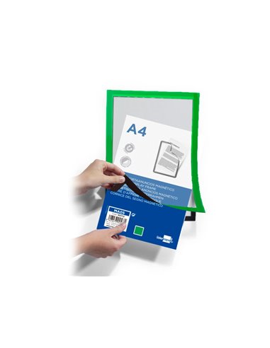 Cadre affichage liderpapel mural magnetique a4 dos adhesif repositionnable coloris vert.