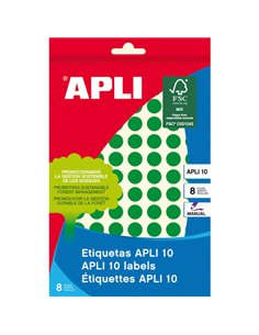 Étiquettes Apli 10 vertes Ø 10 mm 8 feuilles