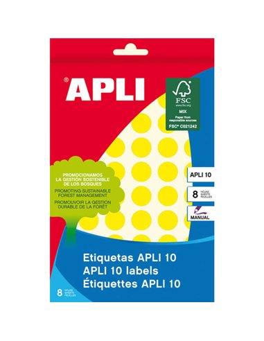 Étiquettes Apli 10 Jaune Ø 13 mm 8 feuilles