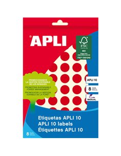 Étiquettes Apli 10 Rouge Ø 13 mm 8 Feuilles