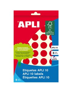 Étiquettes Apli 10 Rouge Ø 19 mm 8 feuilles