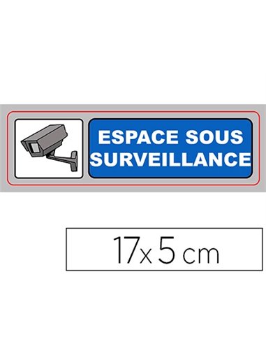 Plaque signalisation viso sign pvc auto-adhesive espace sous surveillance 17x5cm.
