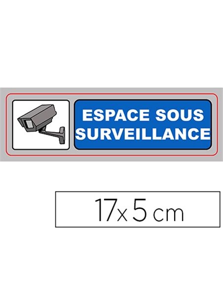 Plaque signalisation viso sign pvc auto-adhesive espace sous surveillance 17x5cm.