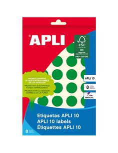 Étiquettes Apli 10 vertes Ø 19 mm 8 feuilles
