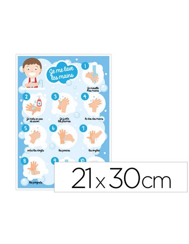 Plaque pvc signaletique biz consigne d'hygine " je me lave les mains" 21x30cm.
