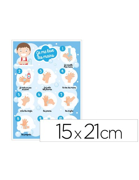 Plaque pvc signaletique biz consigne d'hygiene " je me lave les mains" 15x21cm.