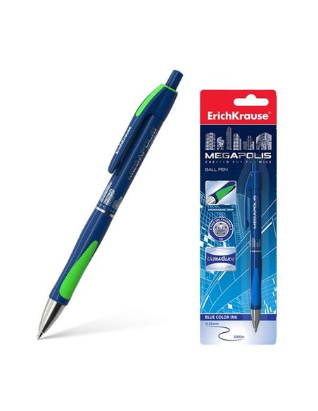 Erichkrause Megapolis Concept - Stylo à bille rechargeable automatique - Corps satiné avec grip ergonomique - Encre à séchage ra