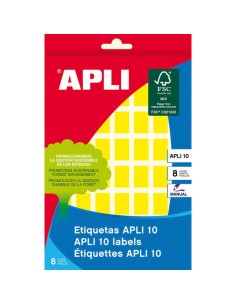Étiquettes Apli 10 jaunes 12 x 18 mm, 8 feuilles
