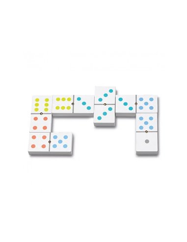 Jeu de 28 dominos cayro bois 2 a 4 joueurs coloris pastels.