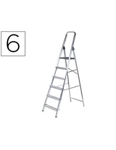 Escabeau q-connect aluminium 480x990x1930mm 6 marches 4,2kg poids maximum supporté 150kg.