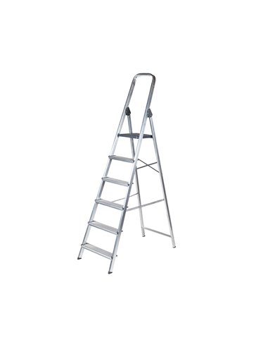 Escabeau q-connect aluminium 480x990x1930mm 6 marches 4,2kg poids maximum supporté 150kg.