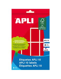 Étiquettes Apli 10 rouges 25 x 40 mm, 8 feuilles