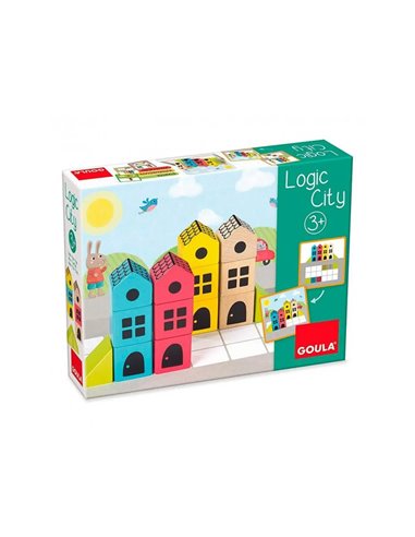 Symetrie et spatialisation goula logic city jeu en 3d reproduction constructions 14 pieces en bois 45 cartes 3.
