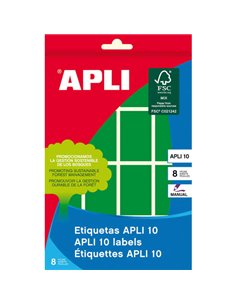 Étiquettes Apli 10 vertes 25 x 40 mm 8 feuilles