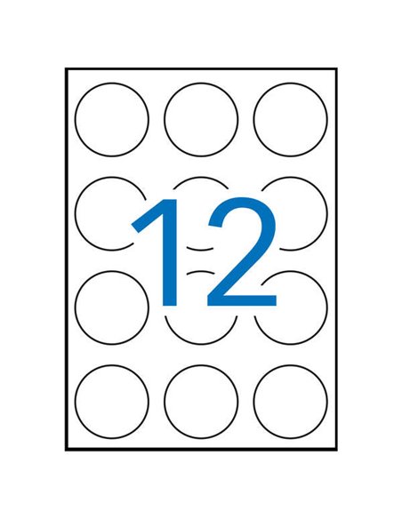 Étiquettes Apli permanentes vertes fluorescentes Ø 60,0 mm, 20 feuilles