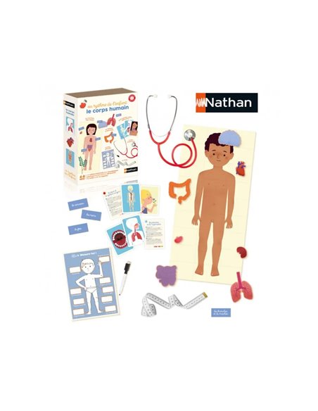 Decouverte du corps humain nathan le corps humain geant coffret d activites 1 metre mesureur 1 poster taille.