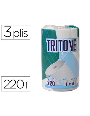 Essuie-tout ménager pure ouate 3 plis 24x22cm rouleau 220 feuilles.