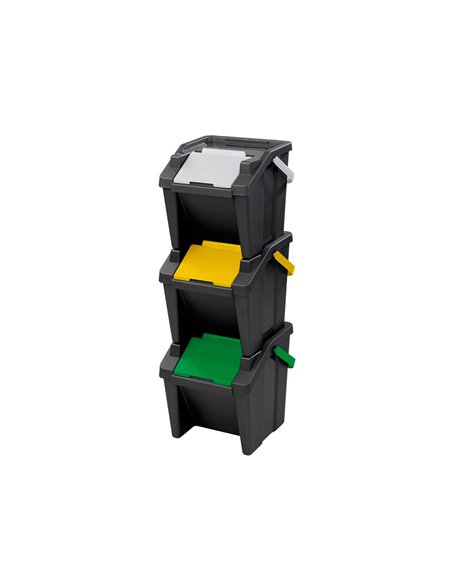 Poubelle cep tri selectif tower 30l kit 3 unites.
