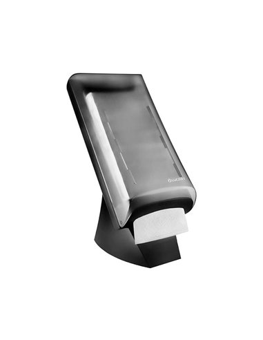 Distributeur serviette hps l-one l ucart installation mural socle noir capot transparent 211x475x305mm.