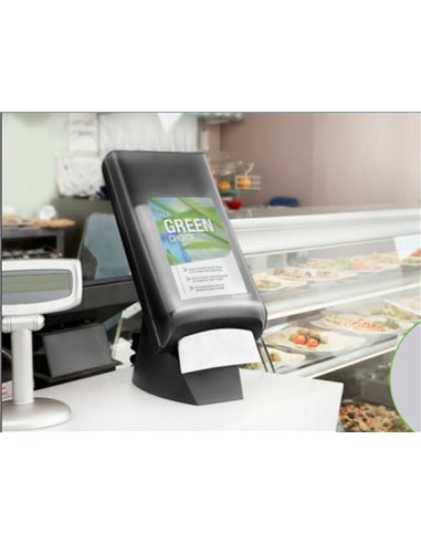 Distributeur serviette hps l-one l ucart installation mural socle noir capot transparent 211x475x305mm.