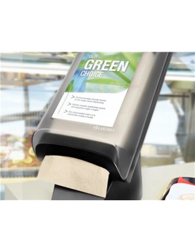 Distributeur serviette hps l-one l ucart installation mural socle noir capot transparent 211x475x305mm.