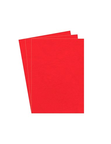 Couverture fellowes grain cuir 250g format a4 coloris rouge paquet 100 unités.