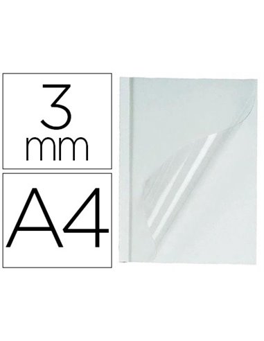 Couverture fellowes thermorelieur pré-encollée dessus pvc dessous carton blanc 9/32f épaisseur 3mm a4 boîte 100f.