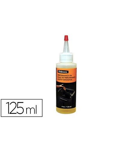 Huile lubrifiante fellowes pour destructeurs documents maximise performance prolonge durée déchiquetage flacon 125ml.