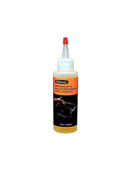 Huile lubrifiante fellowes pour destructeurs documents maximise performance prolonge durée déchiquetage flacon 125ml.