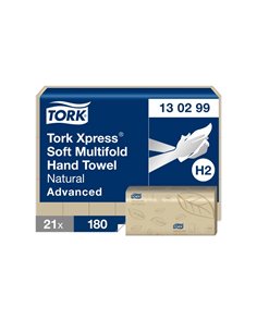 Essuie-mains tork xpress h2 advanced interfolies doux naturesl 2 plis blanc paquet 180 feuilles.
