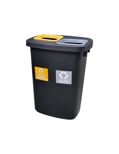 Poubelle coldis atrium duo 2 seaux 45l coloris noir.