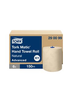 Essuie-mains tork matic h1 advanced papier naturel indechirable 2 plis blanc rouleau 150m.