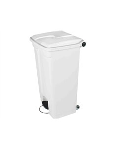 Poubelle container pédale polyéthylène résiste chocs agents chimiques produits entretien 2 roues 90l l500xh790xp400mm.