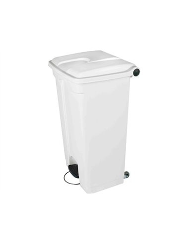 Poubelle container pédale polyéthylène résiste chocs agents chimiques produits entretien 2 roues 90l l500xh790xp400mm.