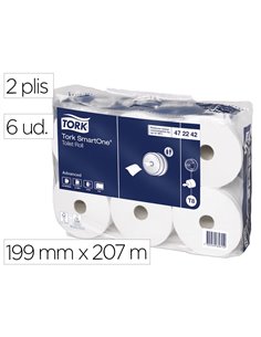 Papier hygiénique tork smartone coloris blanc paquet 6 rouleaux.