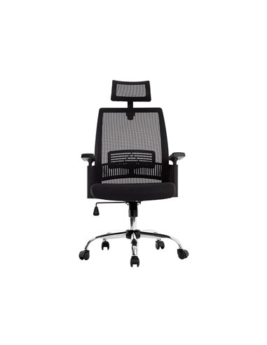 Chaise direction q-connect maille base metal repose-tete ajustable maximum supporte 130kg 1140+75x610x620mm noir.