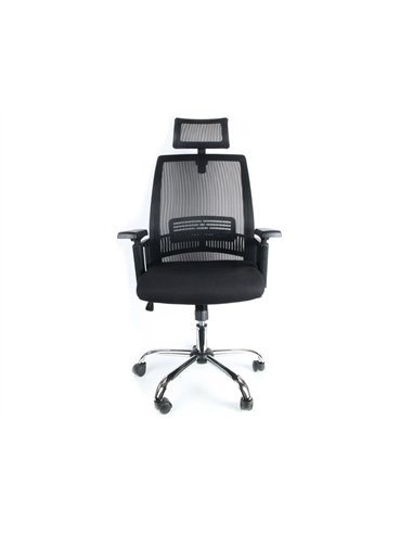 Chaise direction q-connect maille base metal repose-tete ajustable maximum supporte 130kg 1140+75x610x620mm noir.