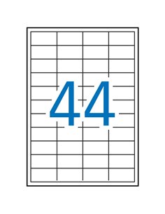 Pack de 4 400 étiquettes rectangulaires Apli 48,5 x 25,4 mm - 100 feuilles de 44 étiquettes - Adhésif amovible - Bords droits - 