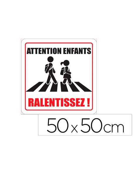 Panneau de signalisation aluminium signaletique biz attention enfants ralentissez 50x50cm.