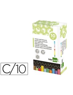 Craie liderpapel enrobée ronde anti-poussière tracé écriture douce hypoallergénique coloris assortis boîte 10 unités.