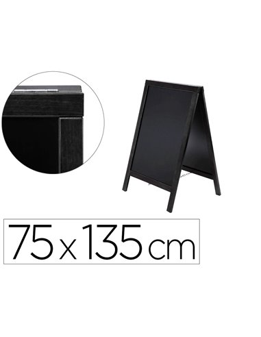 Tableau sol noir liderpapel bois hôtellerie chevalet double face marqueur type craie 75x135x52cm.