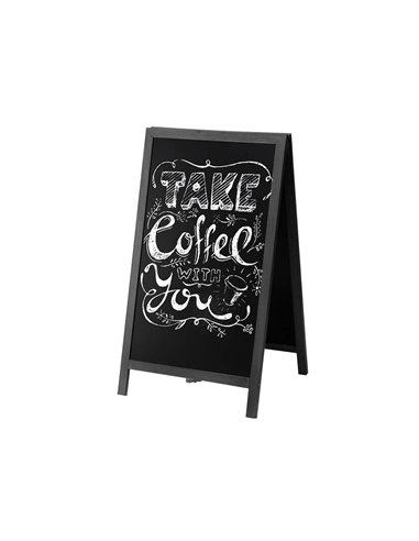 Tableau sol noir liderpapel bois hôtellerie chevalet double face marqueur type craie 75x135x52cm.
