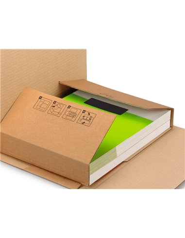 Boite carton q-connect speciale emballage livres catalogues revues dossiers montage facile cannelure 3mm 300x240x60mm.